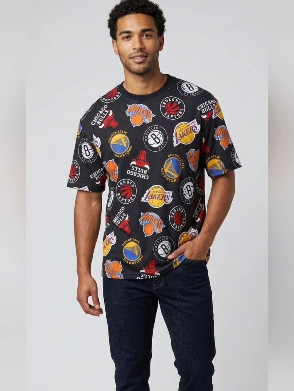 New Era Men’s NBA All Over Print Mesh T-Shirt | NWT | Size: L